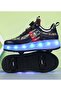 Kids Four Wheel Roller Shoes Rechargeable LED Flash Light Sneaker Skate Heelys Shoes - 4