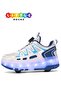 Kids Four Wheel Roller Shoes Rechargeable LED Flash Light Sneaker Skate Heelys Shoes
