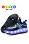 Kids Four Wheel Roller Shoes Rechargeable LED Flash Light Sneaker Skate Heelys Shoes
