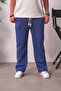 Men's Baggy Fit Green 3 Thread Fleece-Lined Navy Blue Sweatpants Ke-7031 - 5