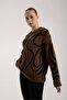Plush Fabric Long Oversized Patterned Sweater - 5
