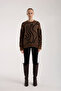 Plush Fabric Long Oversized Patterned Sweater - 3