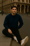 Men's Oversized Winter Navy Blue Long Sweater - 3