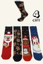 4 Pairs of Colorful Women's Christmas Socks – Fun Christmas Design Gift Set - 3