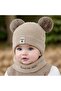 Cute Teddy Bear Ears, Knitted Girl & Boy Beanie and Neck Collar Set 0-24 Months