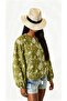 Women's Bohemian Embroidered Bomber Gabardine Jacket - Green - 3