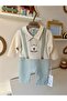Embroidered - Waffle Fabric Baby Romper with Strap Detail - 3