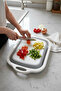 Vegetable Washing Container with Foldable Cutting Board - Plastic Multi-Purpose Collapsible Kitchen Sink Gray - 4