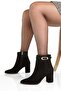 Black Suede Women's Pointed Toe Thick Heeled Side Zipper Buckle Boots Casual Daily New Season - 2