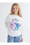 Ecru Crew Neck and Angel Printed Girls' Sweatshirt