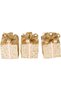 Christmas Ornament, Gift Wrap, Glitter, Gold - with Ribbon, Pack of 3, 9 cm