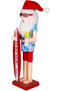 Wooden Man, with New Year's Hat, Red-Blue - with Surfboard, 9X38 cm - 3