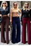 Wide Leg High Waist Full Lycra Crepe Fabric Relaxed Fit Trousers - 2