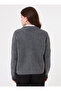 Pearl Detailed Crew Neck Buttoned Knit Cardigan - Dark Gray - - 5