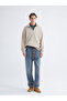 Beige Fleece Men's Thick Sweatshirt - 2