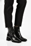 Black Shiny Fleece Lined Zippered Heeled Women's Boots Pc-54000 Z