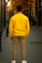 Men's Casual Basic Yellow Loose Sweater - 5