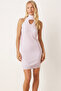 Women's Ecru Sleeveless Knit Dress with Front Window Arm-26K136063 - 3