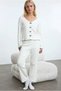 Corded Fabric Knitted Pajama Sets with Cotton Lace and Bow Detail - 2