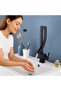 Matte Black Waterfall 360 Degree Swivel Square Basin Bathroom Sink Faucet