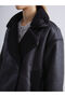 Xside Black Plush Biker Collar Women's Suede Coat - 3