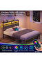 180cm wide LED Storage Bed Frame with Charging Station, Upholstered Headboard - 5