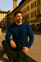 Unisex Winter Comfortable Long Navy Blue Loose Sweater - 5