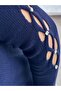V-neck Sweater with Stone Embroidered Sleeves - 5