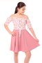 Girl's Regular Fit Carmen Collar Short Sleeve Suspender Dress - Color Block