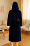 Alegra Black Hooded Winter Velvet Dressing Gown - 2