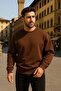 Unisex Winter Comfortable Long Brown Loose Sweater