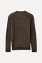 Men's Brown Striped Crew Neck Wool Sweater - 6