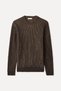 Men's Brown Striped Crew Neck Wool Sweater - 5