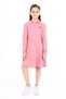 Girl's Printed Relax Fit Polo Neck Buttoned Long Sleeve Dress -