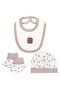 5 piece Sets include Bib, Romper, Mittens, Cap and Sleepsuit, 3-6 Months , Beige - 4