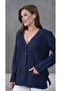 Women's Mother Plus Size Chain Flower Motif Buttoned Cardigan - 2
