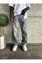 Blue Washed Relax Baggy Jean with Stitching Detail