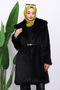 Black Belted Lined Fur Coat - 3