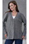 Women's Mother Plus Size Chain Flower Motif Buttoned Cardigan - 3