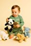 Green Teddy Bear 1-2-3 Years Old Children's Top and Bottom Set Pajama Set