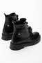 02-2003 Black Wrinkled Patent Leather Lace-Up Zippered Casual Women's Boots - 4