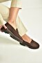 V944086101 Brown Genuine Leather Nubuck Thick Soled Moccasin Shoes - 5