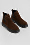 Men's Brown Thick Nylon Light Sole Chelsea Boots with Elastic Sides - 3