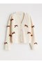 Two Mt Shop Quality Lcw Kids Ecru V-Neck Bow Detailed Girls' Knitwear Cardigan - 5