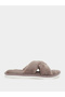 Women Brown Faux Fur Criss Cross Bedroom Slippers - 2