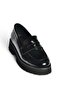 V944086108 Black Genuine Leather Patent Leather Thick Soled Moccasin Shoes - 5