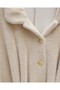 Gold Button Detail Belted Alcantara Poncho - 4