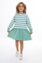 Girls' Printed Relax Fit Crew Neck Long Sleeve Striped Dress - Color Block &