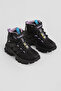 Children's Unisex Black Lilac Thick Rubber Sole Rubber Laced Velcro Outdoor Trekking Boots - 3
