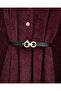 Gold Button Detail Belted Alcantara Poncho - 4